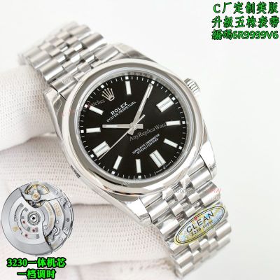 Clean Factory Rolex Oyster Perpetual 3230 Black Face Watch  